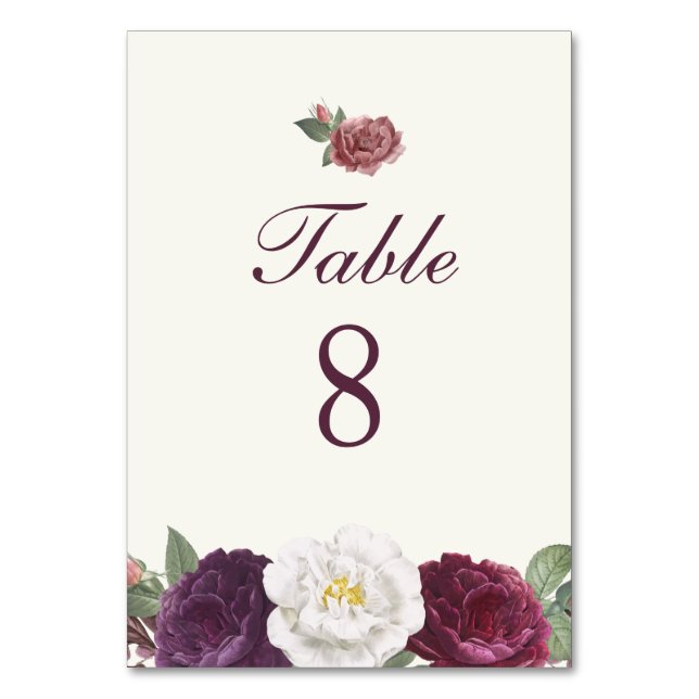 Numeração De Mesa Casamento Floral Roxo (Frente)