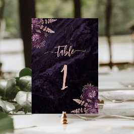 Numeração De Mesa Casamento Floral Roxo Dourado Rosa Elegante