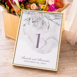 Numeração De Mesa Casamento floral roxo empoeirado em aquarela elega