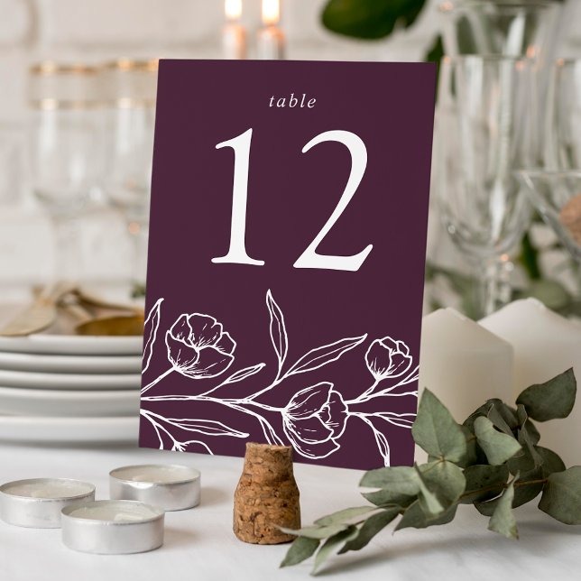 Numeração De Mesa Casamento Floral Roxo Escrito (Criador carregado)