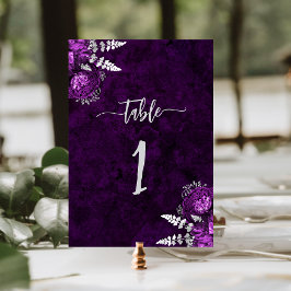Numeração De Mesa Casamento Floral Roxo Prata Elegante Ameixa