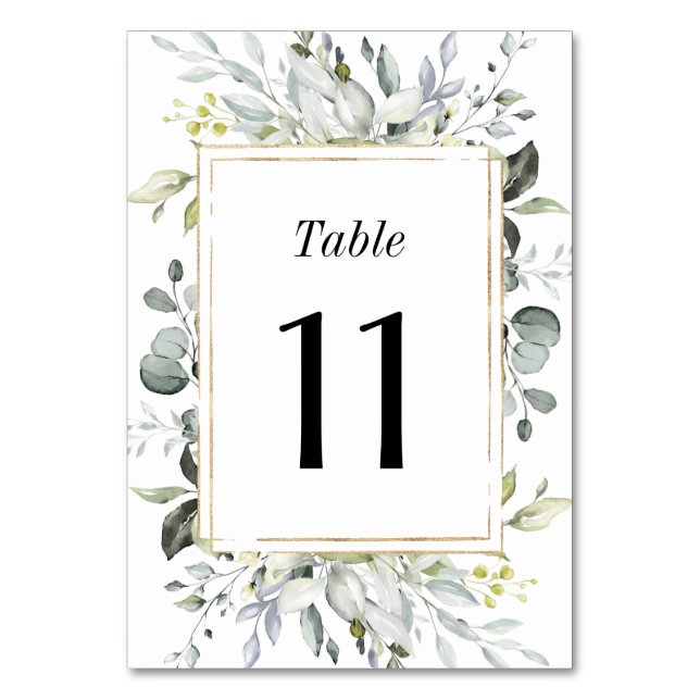 Numeração De Mesa Casamento Floral Russo Dourado e Azul (Frente)
