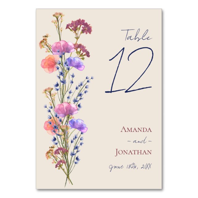 Numeração De Mesa Casamento Floral Rustic Beige Acrylic (Frente)