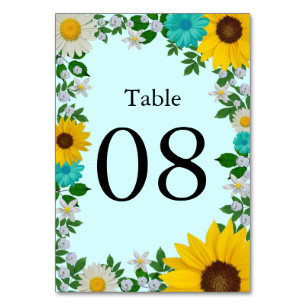 Numeração De Mesa Casamento Floral Rustic Sunflower Daisy
