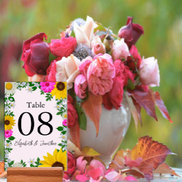 Numeração De Mesa Casamento Floral Rustic Sunflower Daisy
