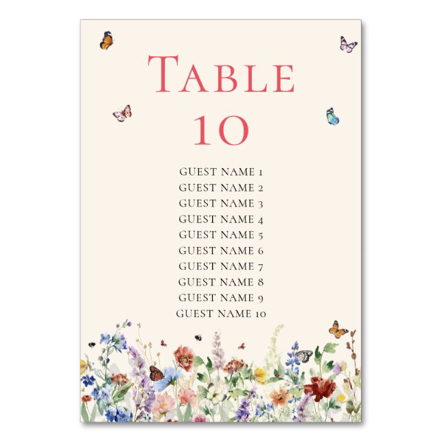 Numeração De Mesa Casamento Floral Rustic Wildflower (Frente)