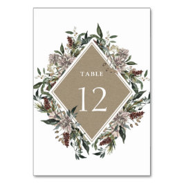 Numeração De Mesa Casamento Floral Rústico de Outono e Inverno