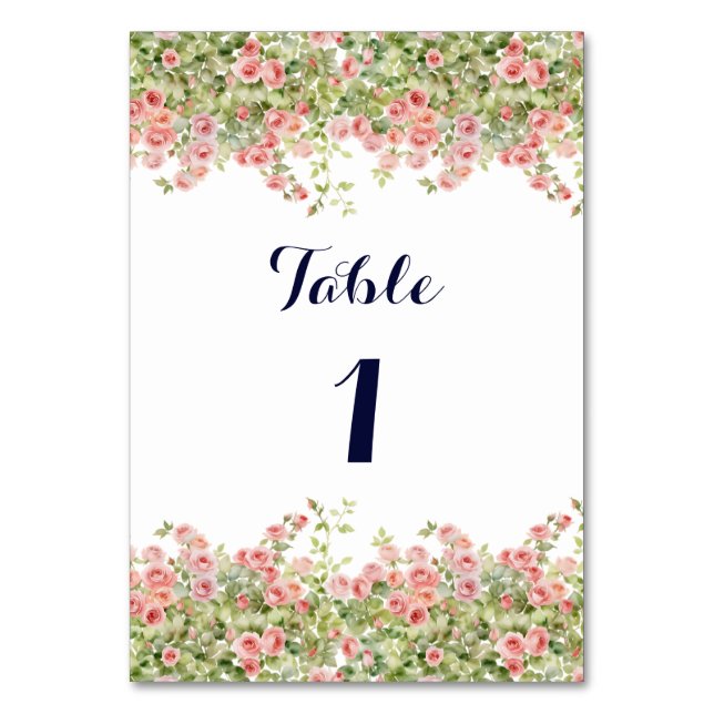 Numeração De Mesa Casamento floral Simples e Bonito de rosa (Frente)