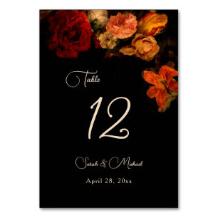 Numeração De Mesa Casamento Floral Sombrio Arte Refinada 