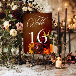 Numeração De Mesa Casamento Floral Sunset Dark Elegant Summer<br><div class="desc">Celebre o início de sua eternidade com convites tão deslumbrantes quanto o próprio pôr do sol! Apresentando nossa fantástica suíte de casamento inspirada no pôr do sol, adornada com um vibrante spray de flores realistas em tons de laranja, amarelo, vermelho e rosa, espelhando perfeitamente as cores de um pôr do...</div>