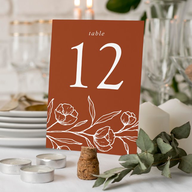 Numeração De Mesa Casamento Floral Terracotta Escrito (Criador carregado)