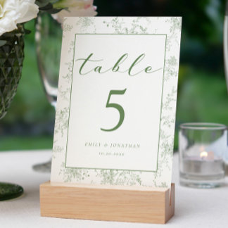 Numeração De Mesa Casamento Floral Toile Green