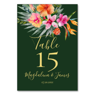 Numeração De Mesa Casamento Floral Tropical Colorido Rosa e Laranja