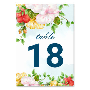 Numeração De Mesa Casamento Floral Tropical de Hibiscus