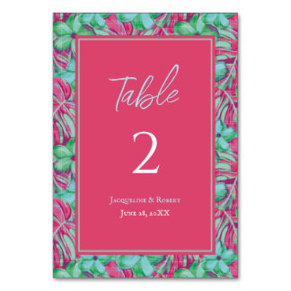 Numeração De Mesa Casamento Floral Tropical Rosa e Verde