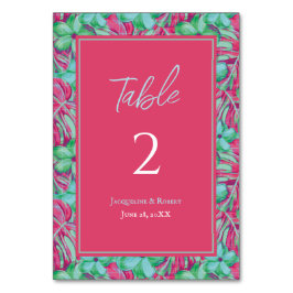 Numeração De Mesa Casamento Floral Tropical Rosa e Verde