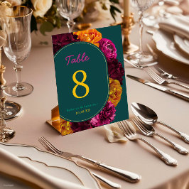 Numeração De Mesa Casamento floral verde-rosa-rosa moderno