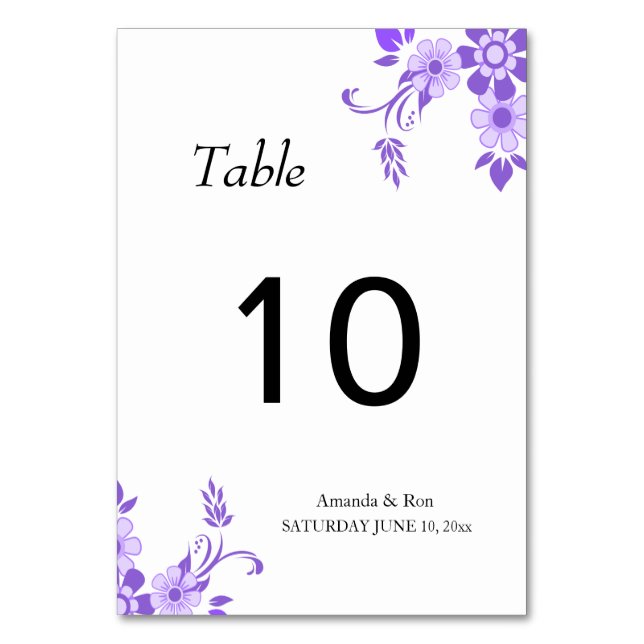Numeração De Mesa Casamento floral violeta (Frente)