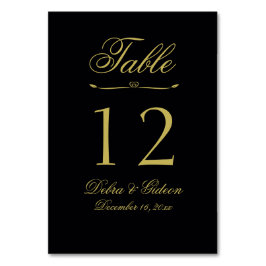 Numeração De Mesa Casamento Floreado de Coração Dourado e Negro Eleg