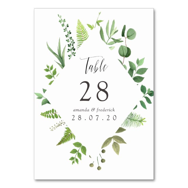 Numeração De Mesa Casamento Floresta de Madeira Aquarela (Frente)