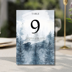 Numeração De Mesa Casamento Floresta de Pinheiros Neve Névoa de Inve