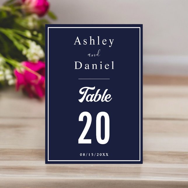 Numeração De Mesa Casamento Formal Azul-Branco-Marinho Elegante (Criador carregado)