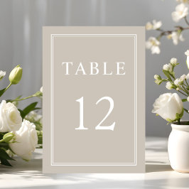 Numeração De Mesa Casamento Formal de Taupe Beige Moderno Elegante