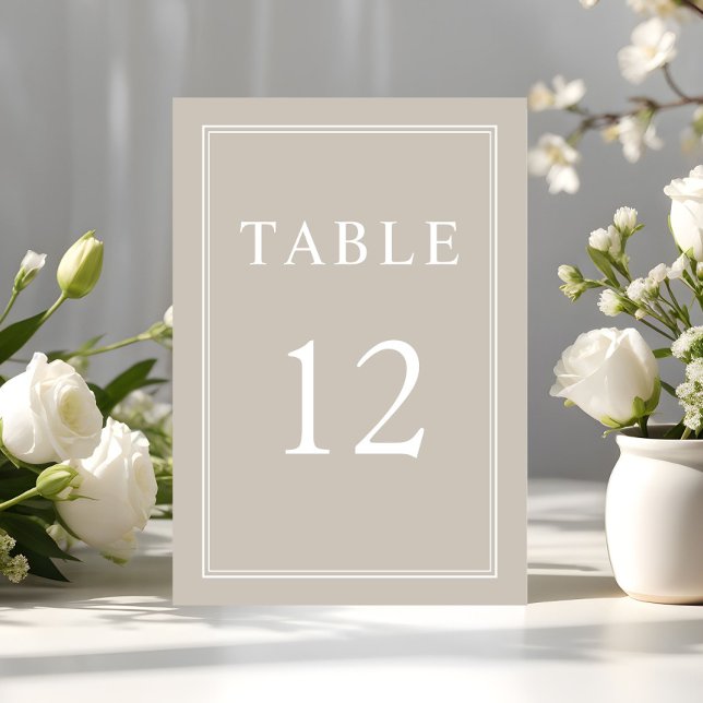 Numeração De Mesa Casamento Formal de Taupe Beige Moderno Elegante (Modern Elegant Formal Taupe Beige Wedding Table Number)