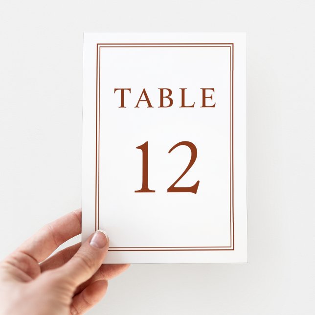 Numeração De Mesa Casamento Formal Elegante Terracotta (Elegant Classic Formal Black White Wedding Table Number)