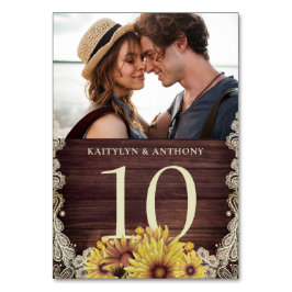 Numeração De Mesa Casamento Fotográfico de Sunflower Wood Ivory Lace