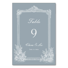 Numeração De Mesa Casamento Francês no Campo Azul Ardósia