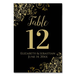 Numeração De Mesa Casamento Franco Elegante Dourado e Negro
