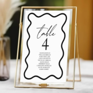 Numeração De Mesa Casamento Fronteira Ondulada Preta e Branca Elegan