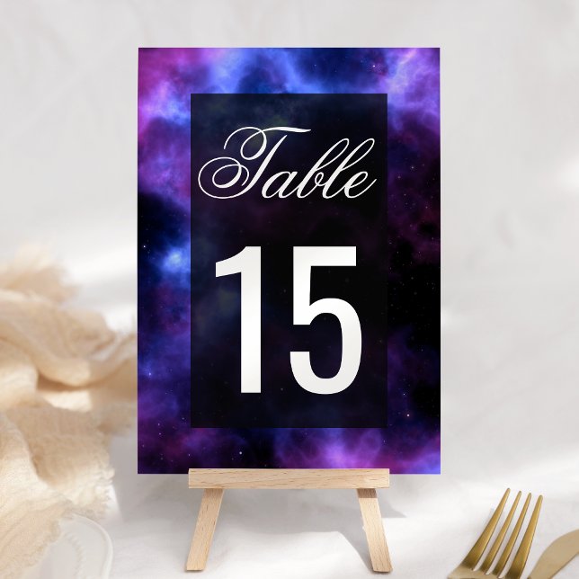 Numeração De Mesa Casamento Galáxia Nebulosa Roxa (Criador carregado)