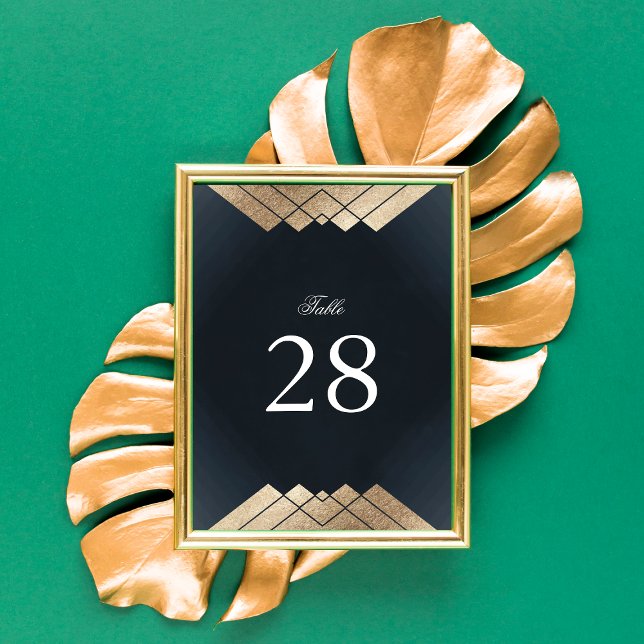Numeração De Mesa Casamento Gatsby Dourado Azul-Marinho Geométrico (Criador carregado)