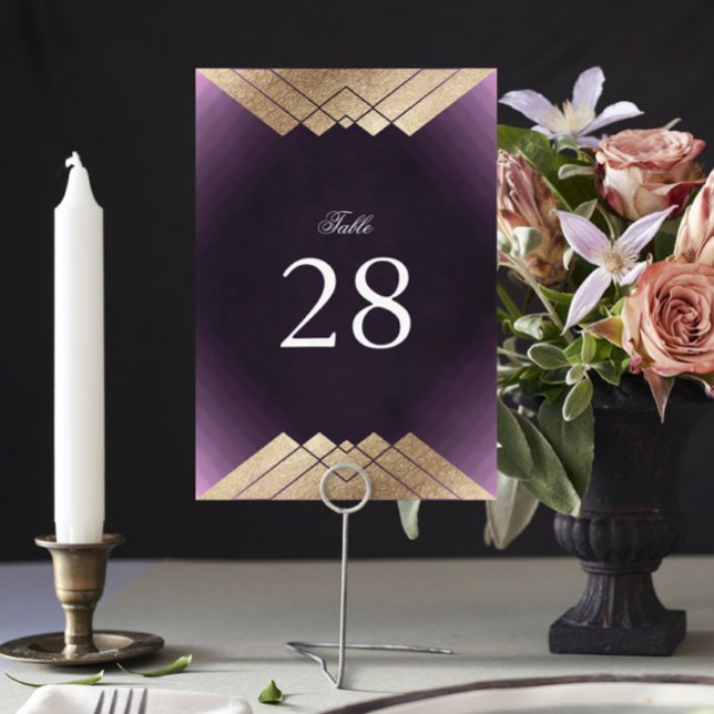 Numeração De Mesa Casamento Gatsby Dourado Roxo Geométrico (Criador carregado)