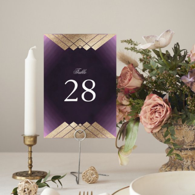 Numeração De Mesa Casamento Gatsby Dourado Roxo Geométrico (Criador carregado)