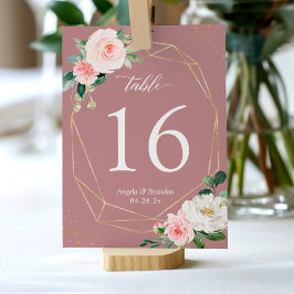 Numeração De Mesa Casamento Geométrico Clássico Dusty Rosa Blush