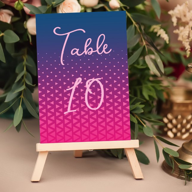 Numeração De Mesa Casamento Geométrico Cor-de-Rosa e Azul Moderno (Criador carregado)