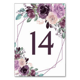 Numeração De Mesa Casamento Geométrico de Floral Roxo Sangria |