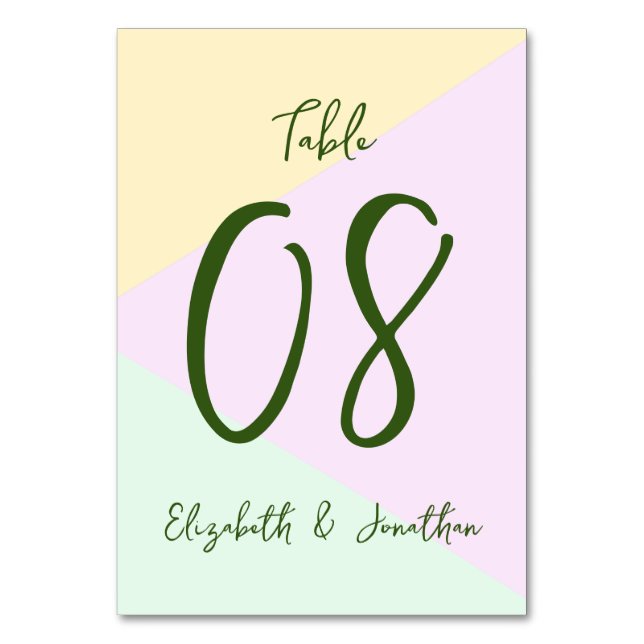 Numeração De Mesa Casamento Geométrico de Pastel Mudado (Frente)