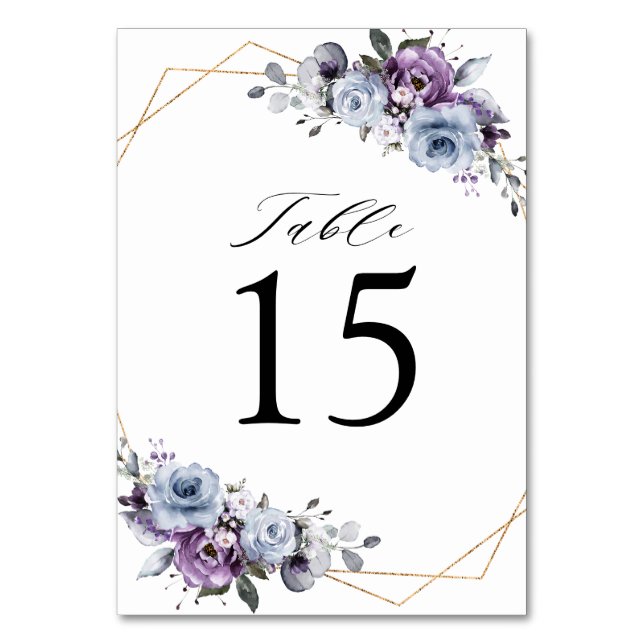 Numeração De Mesa Casamento Geométrico de Sangue Roxo Dusty (Frente)