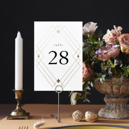 Numeração De Mesa Casamento Geométrico Deco Gatsby Dourado com Branc