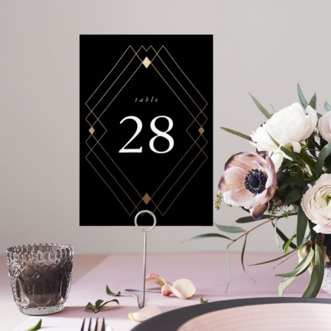 Numeração De Mesa Casamento Geométrico Deco Gatsby Dourado Negro Dia (Criador carregado)