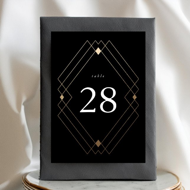 Numeração De Mesa Casamento Geométrico Deco Gatsby Dourado Negro Dia (Criador carregado)