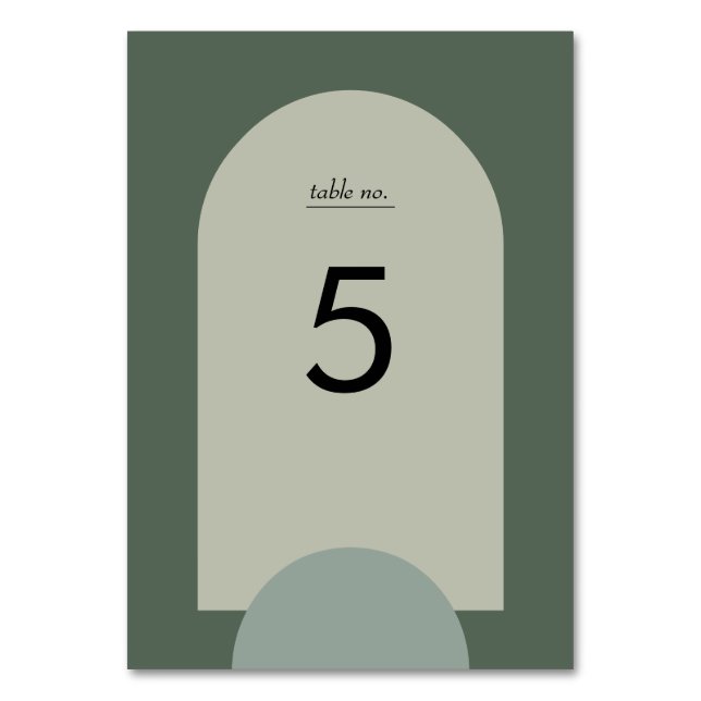 Numeração De Mesa Casamento Geométrico do Arco Verde do Mosto Modern (Frente)