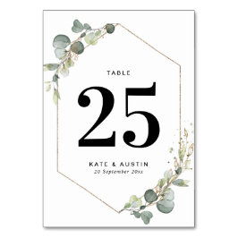 Numeração De Mesa Casamento geométrico do eucalipto aquarela