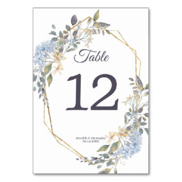 Numeração De Mesa Casamento Geométrico Dourado Dusty Blue Florals