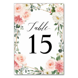 Numeração De Mesa Casamento Geométrico Dourado Rosa Esbranquiçado