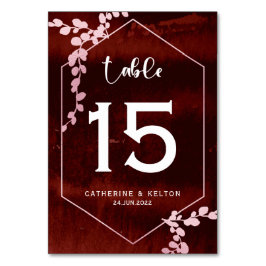 Numeração De Mesa Casamento Geométrico Floral Rustic Burgundy Pink